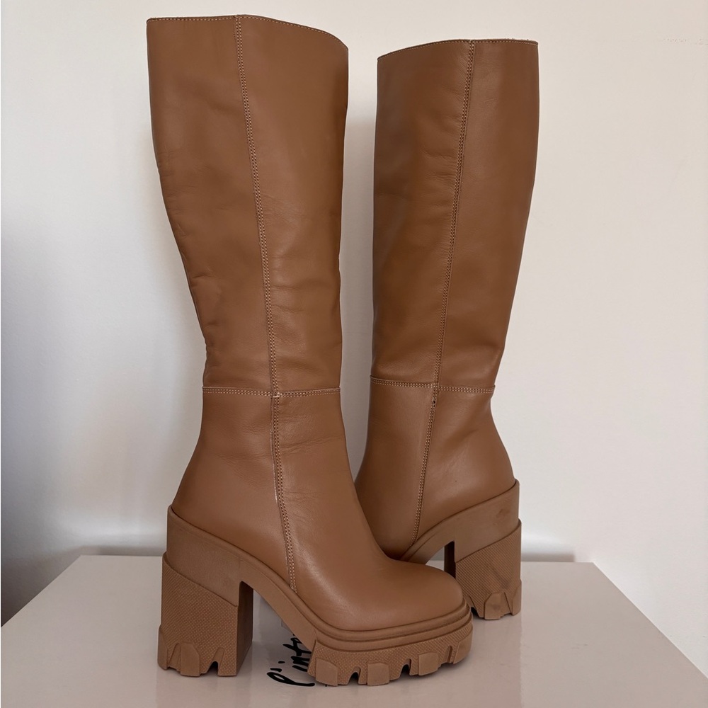 L’Intervalle Leather Camel Knee High Boots
